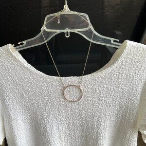 Silver chain with Rose Gold/Diamond Circle Pendant 21"